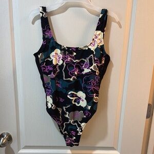 Champion Black and Purple One Piece Swimsuit Classic Cut